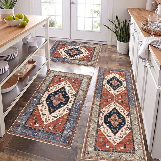 Vintage Rugs in Bohemian Kitchen