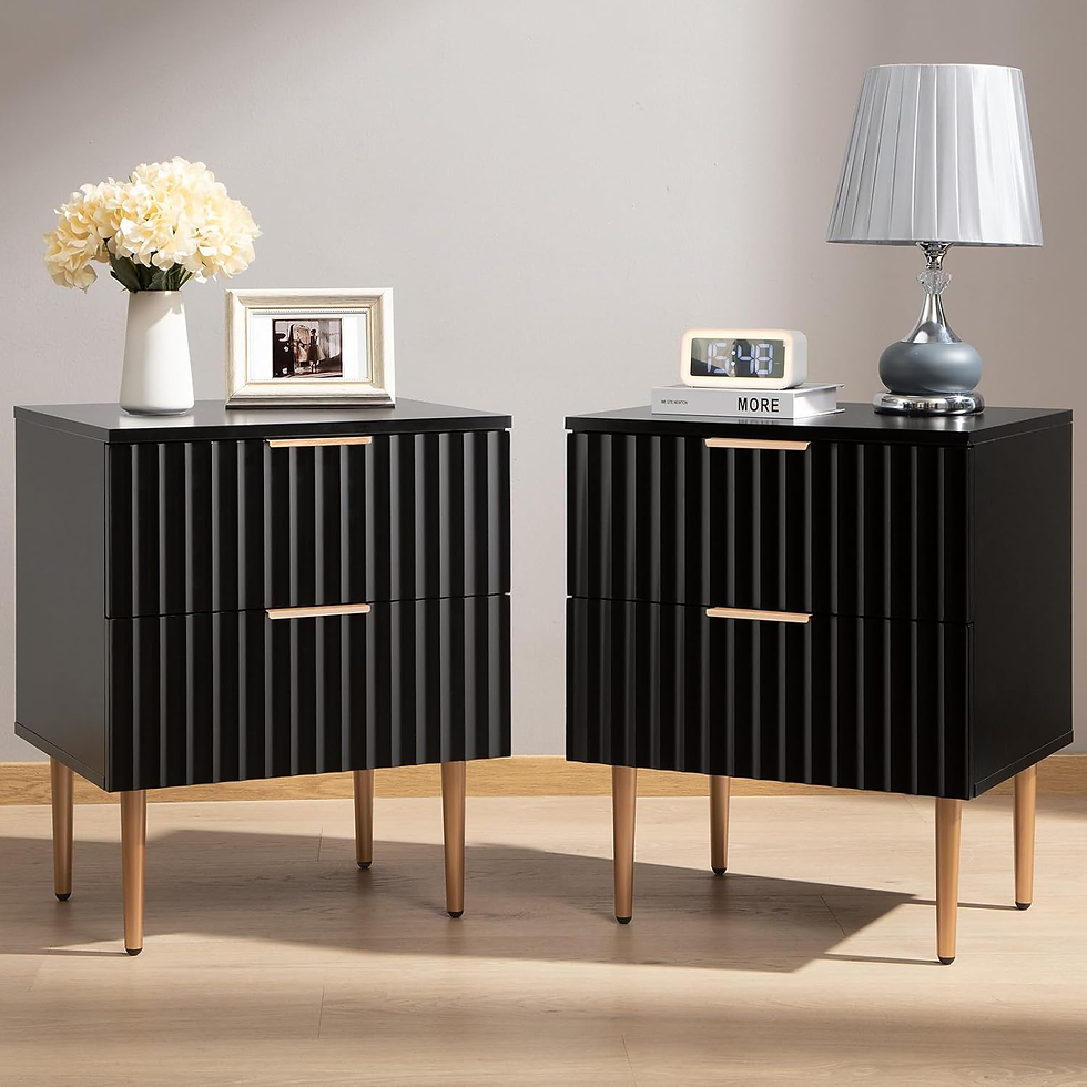 modern black nightstands pair of two in bedroom