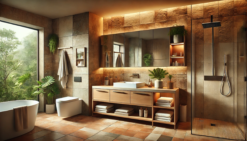 Earthy tones men's bathroom