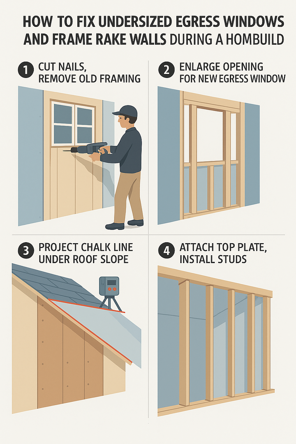 How to Fix Undersized Egress Windows and Frame Rake Walls During a Home Build