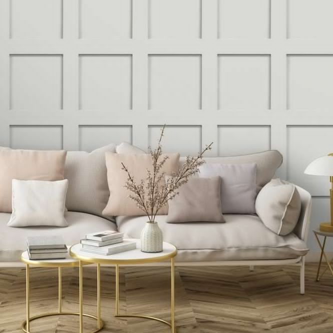 Textured Wall Panels: Cozy White Living Room