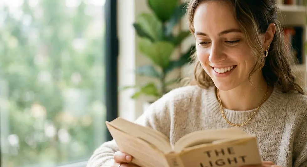Woman relaxing in a bright naturally lit room showing the emotional benefits of proper lighting