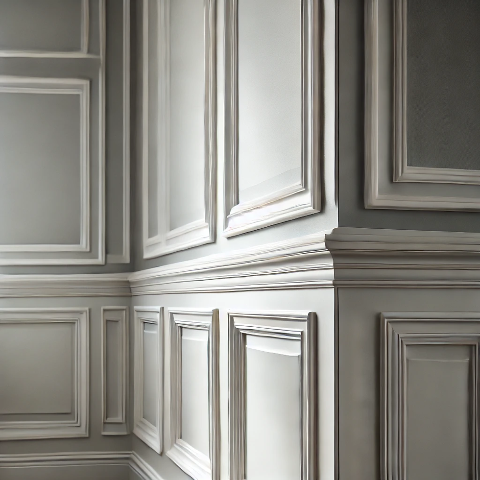 White Wainscoting with Gray Walls: Gray and White Bathroom Design
