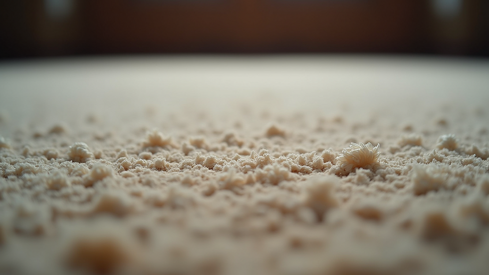 Close-up view of a carpet with visible wear and tear