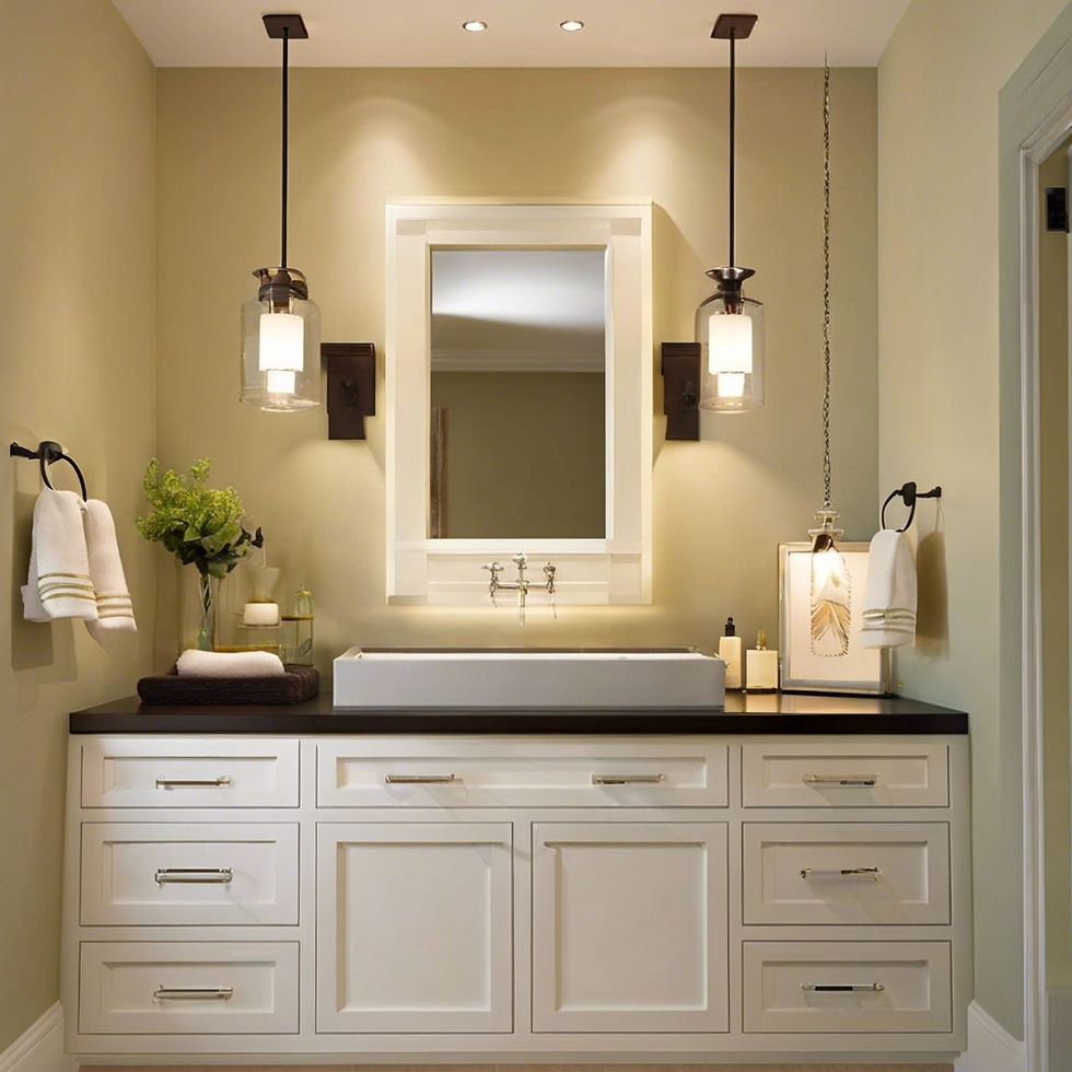Choose a pendant light for a dramatic effect. Pendant lights can be hung over the vanity to create a focal point, adding height and dimension to the bathroom.