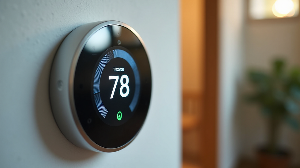 Close-up view of a smart thermostat on a modern wall