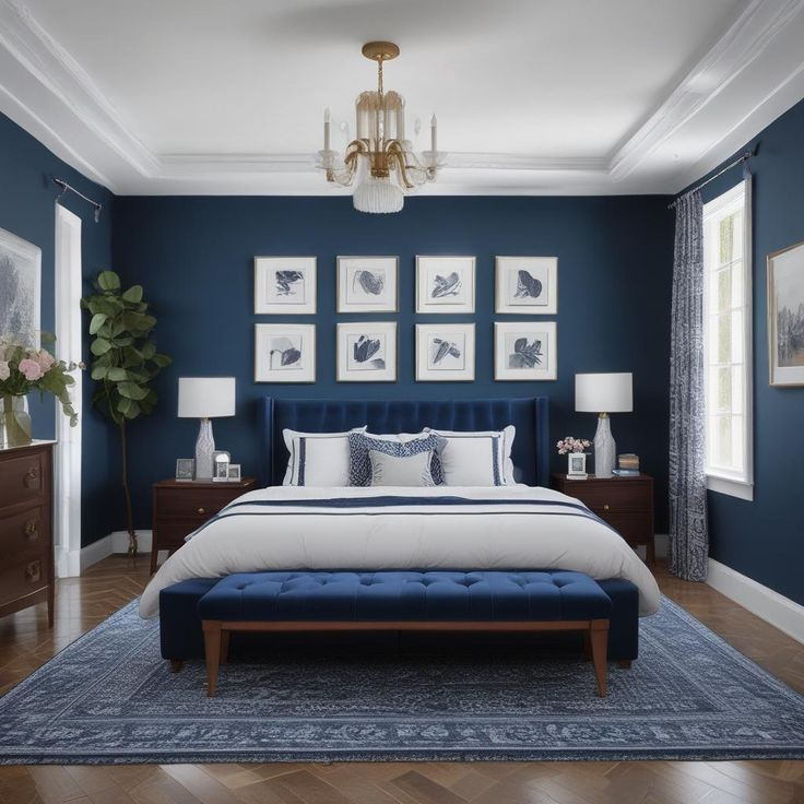  Dark Blue and White