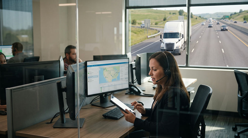 Truck dispatch services for owner-operators coordinating semi-trucks on U.S. highways using efficient dispatch routing and logistics technology.