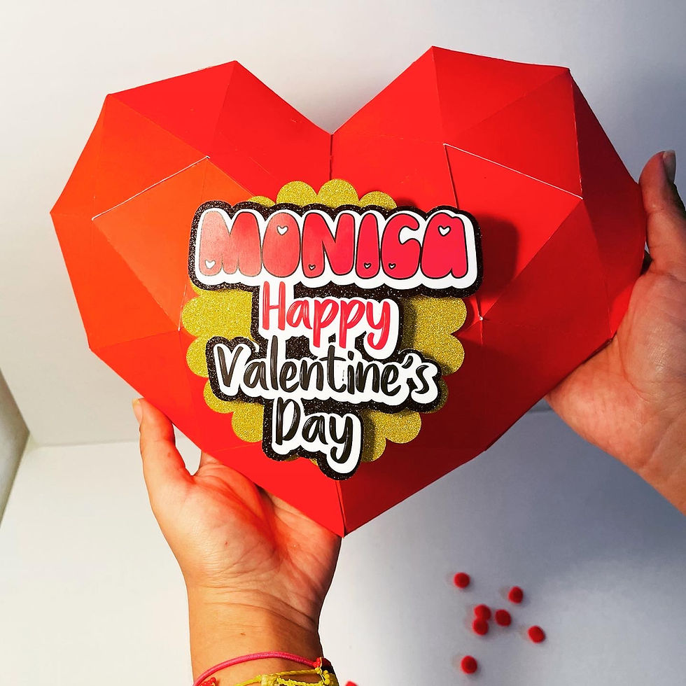 Thumbnail: 3d heart and 9 custom chocolates for Valentines gift