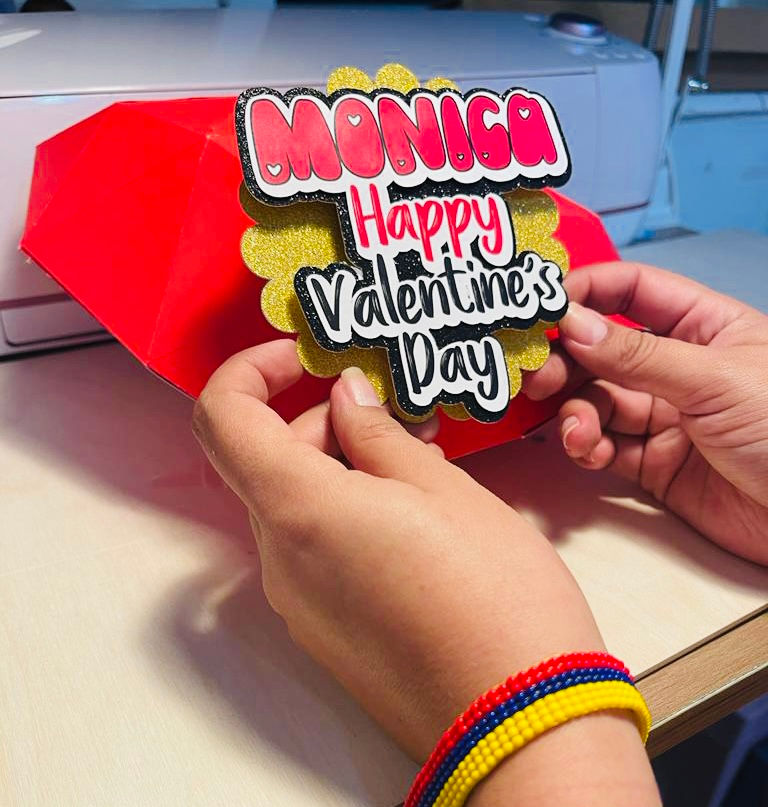 Thumbnail: 3d heart and 9 custom chocolates for Valentines gift