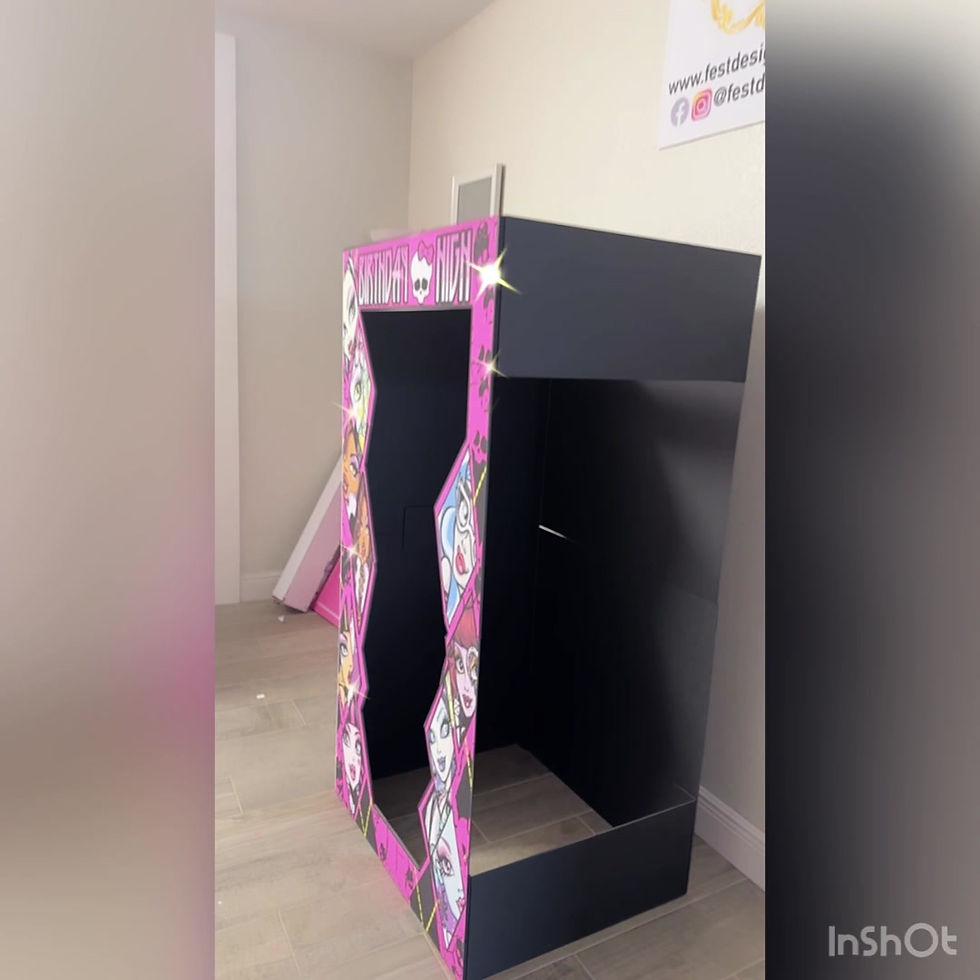 Miniatura: Monster high photo booth, birthday barbie photo box, silver curtains include