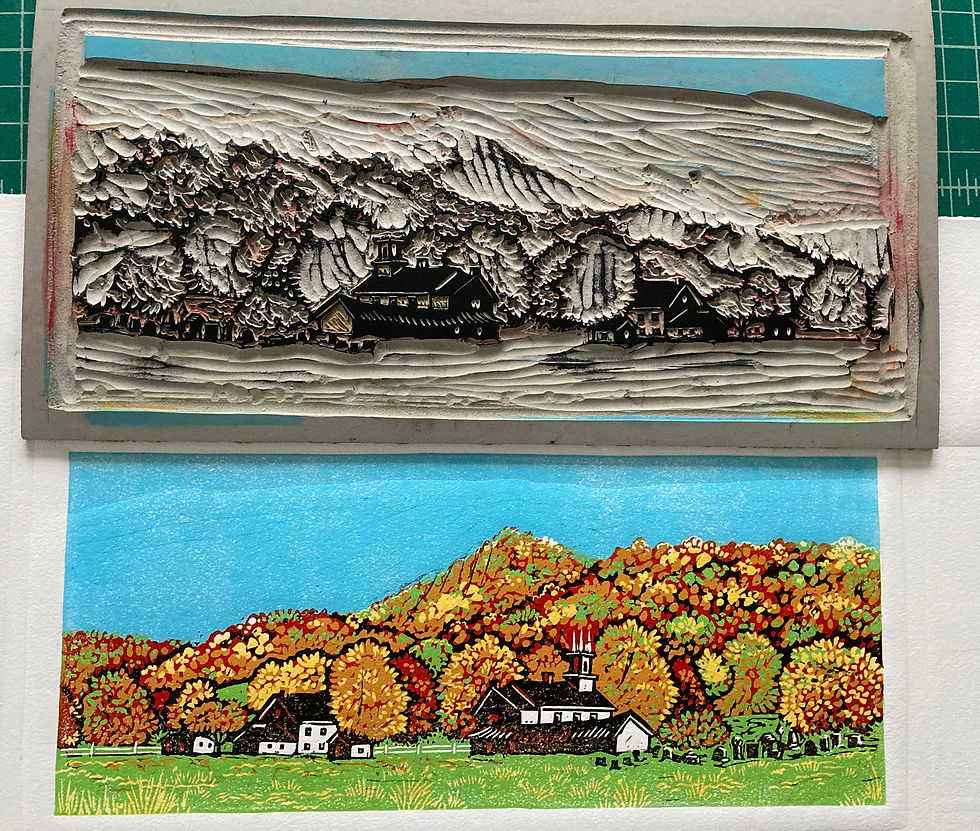 Thumbnail: Rupert, VT, 6 color reduction block print