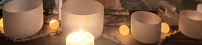 Crystal singing bowls prepared for a restorative sound journey
