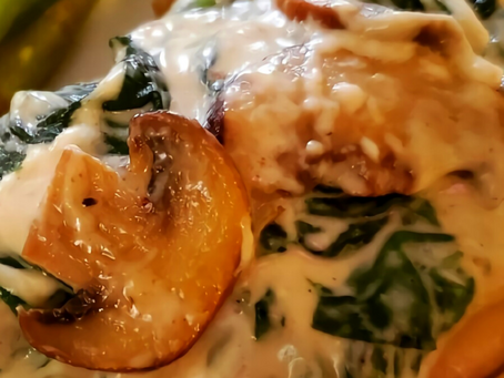 Smothered Chicken with Mushrooms and Spinach