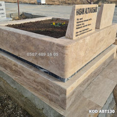 Çift Kişilik Çift Katlı Kaplan Postu Kuşaklı Traverten Taşlı Blok Kalın Mermer Mezar