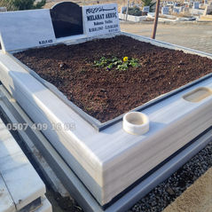 Çift Kişilik Çift Katlı 5Cmlik Beyaz Marmara Taşlı Mermer Mezar