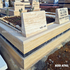 Çift Kişilik Çift Katlı Kaplan Postu Kuşaklı Traverten Taşlı 5Cmlik Mermer Mezar