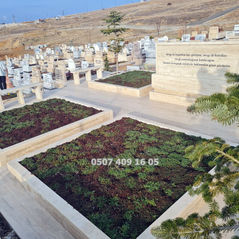 Çift Kişilik Tek Katlı Traverten Taşlı Blok Kalın Mermer Mezar