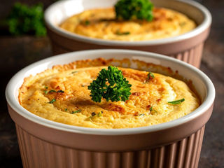 Des soufflés au fromage dans des petits ramequins.