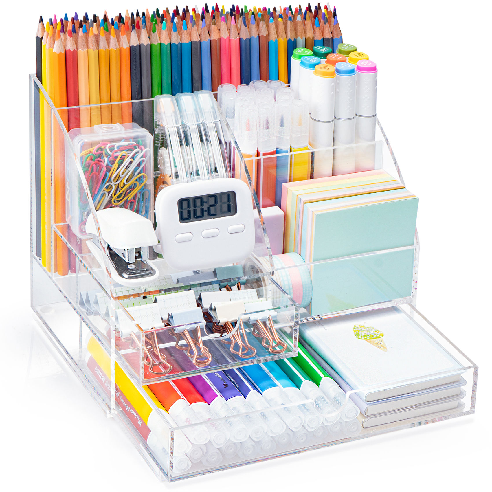 Clear Desk Organizer with 2 Drawers