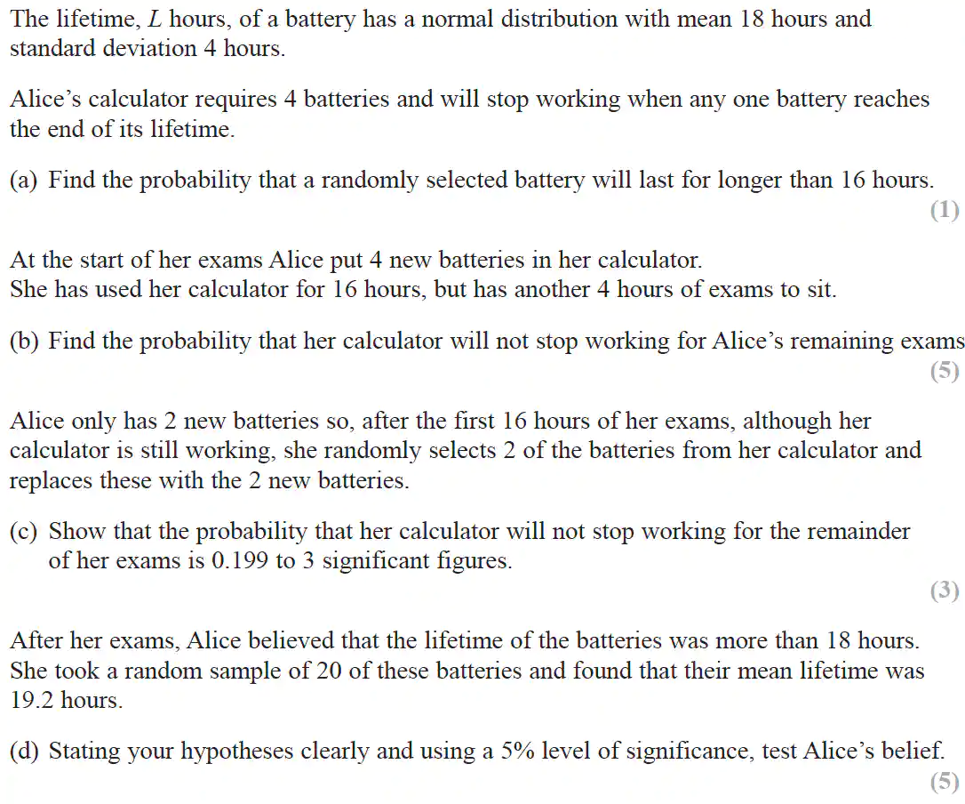 26/01/23 ALevel Maths challengehypothesis testing