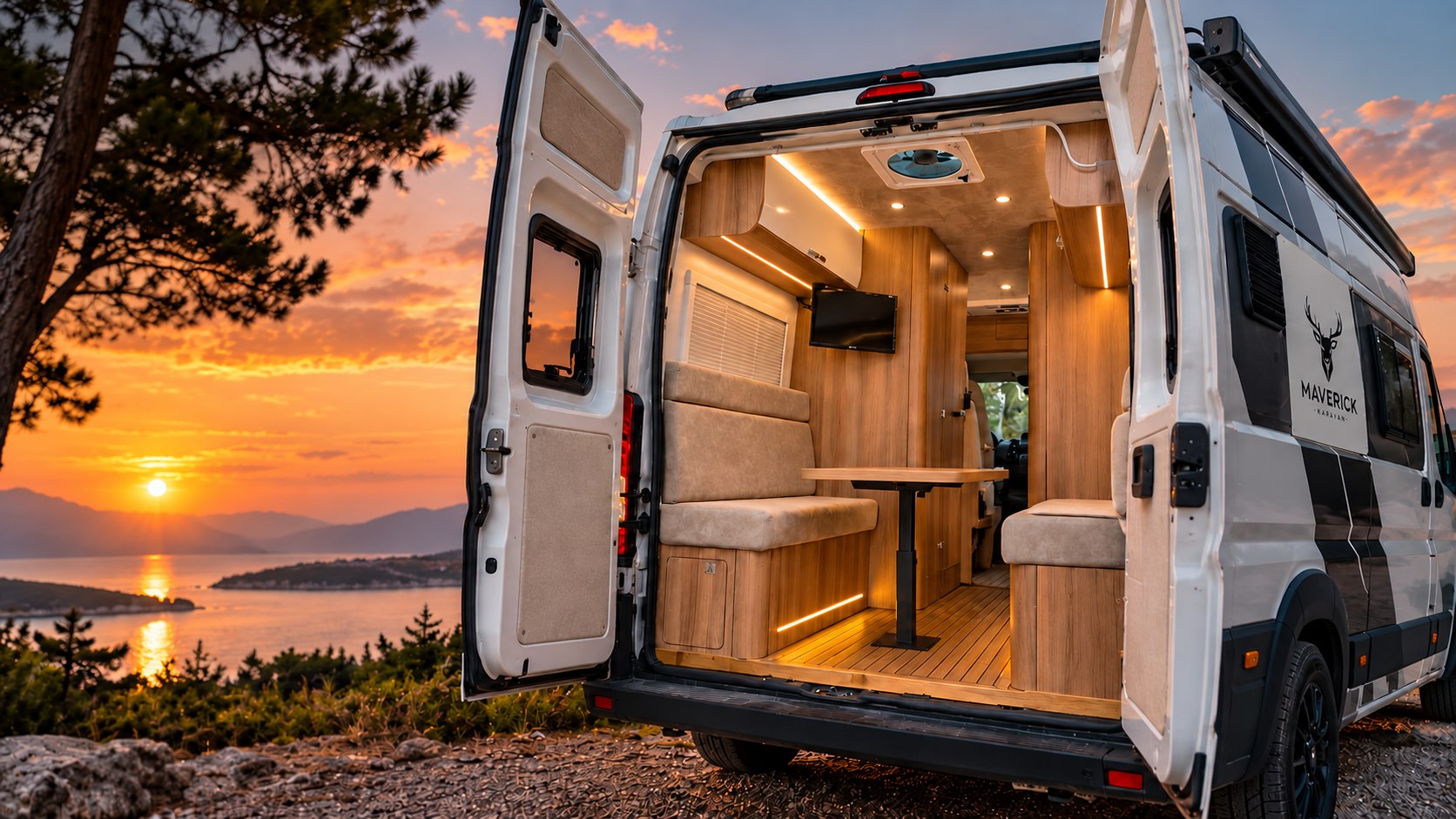 MK-1 DUO karavan arka kapıları açık dış görünüşü
