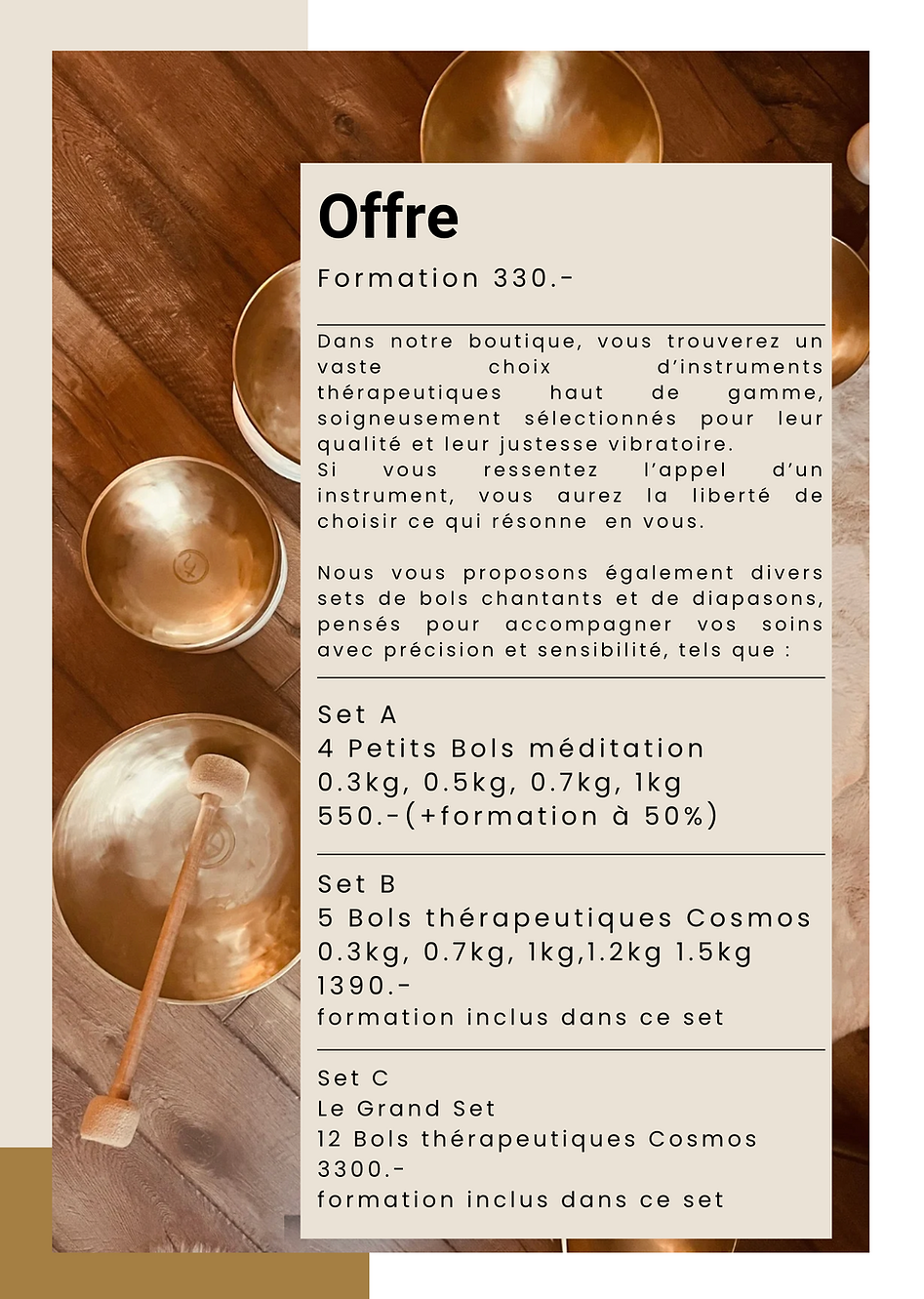 Formation Offre sono thérapie avec matériel