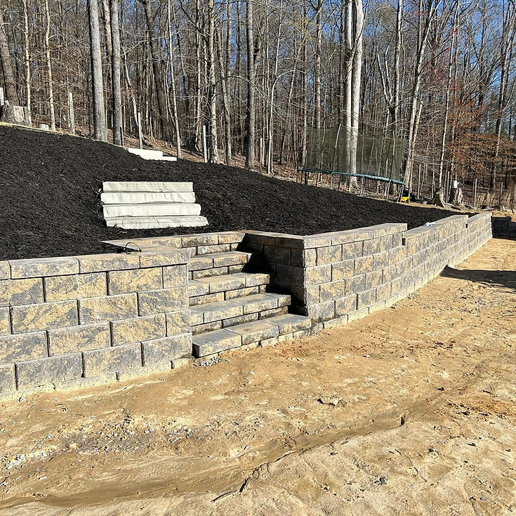 Stone retaining wall and stairs for hardscaping in Atlanta GA
