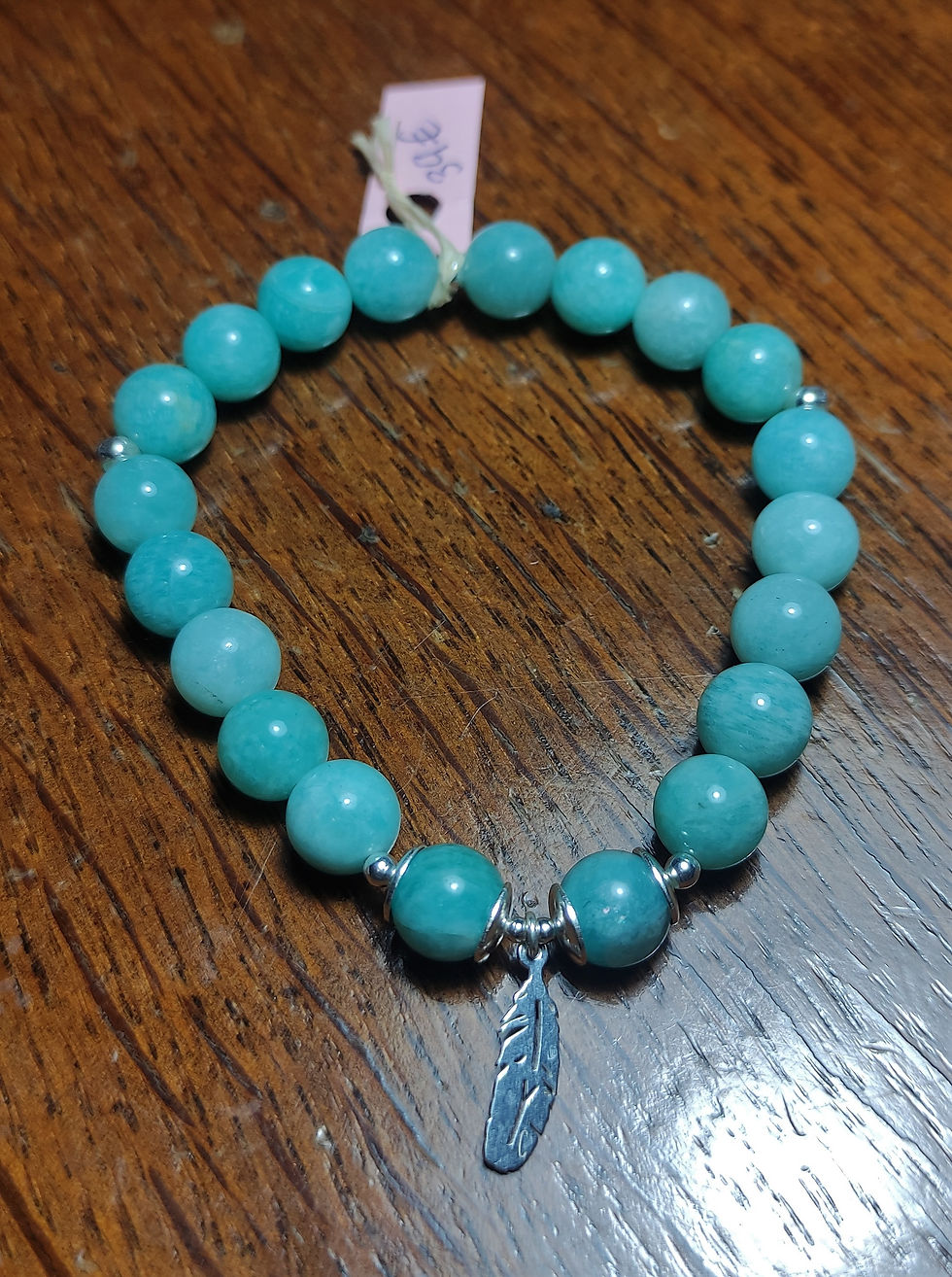 Miniature : BRACELET PLUME QUARTZ ROSE ARGENT  Elastique - Gemmes - Ange Gardien - Fait mai