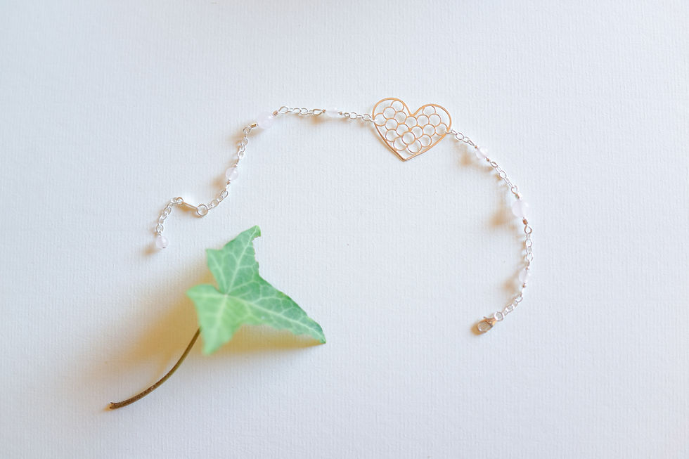 Thumbnail: Pink Heart Quartz Bracelet in Silver