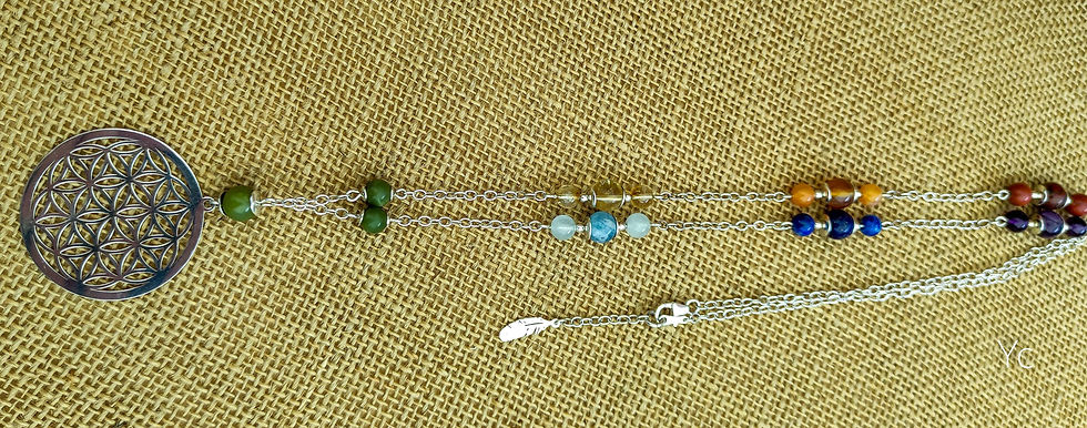 Thumbnail: Necklace  7 CHAKRAS FLOWER OF LIFE