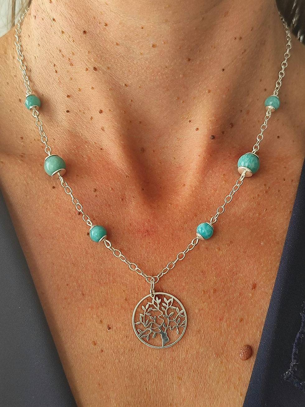 collier arbre de vie argent fait main amazonite