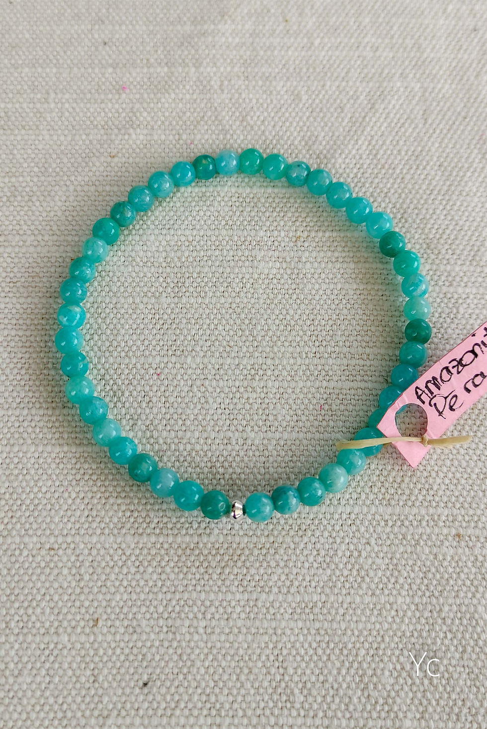 Miniature : BRACELET RHODONITE - AMAZONITE - Fin - Elastique - Fait main - 4mm