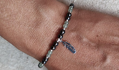 BRACELET PLUME HEMATITE AVENTURINE PLUME YC Fait main