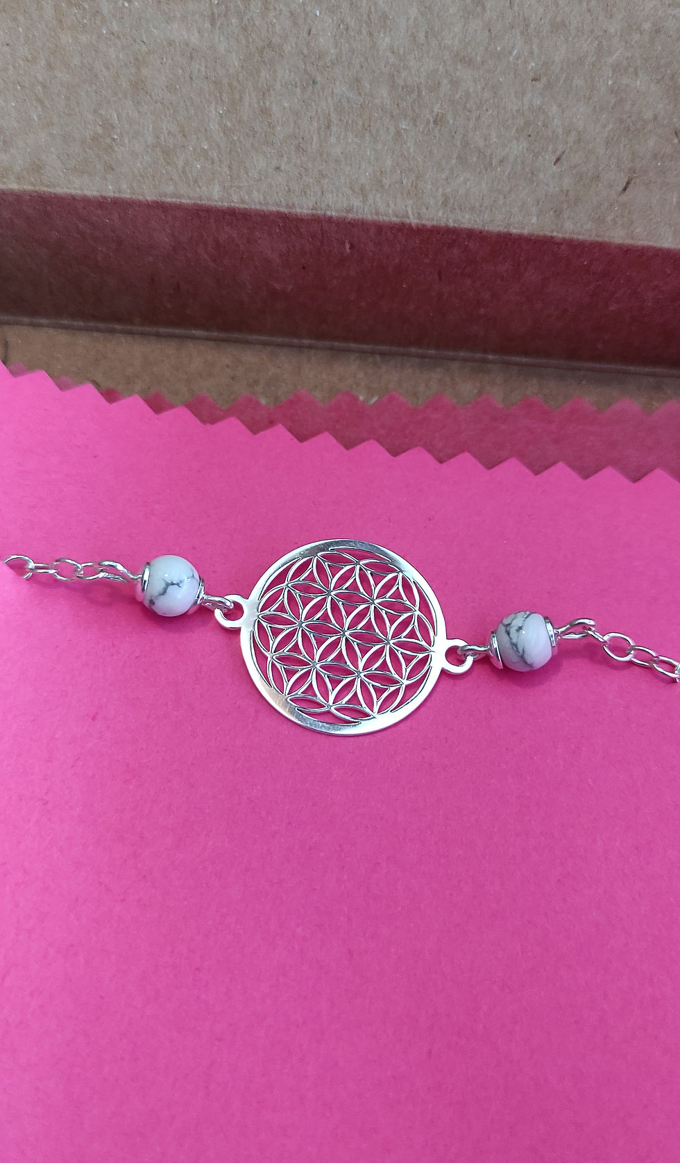 Miniature : Bracelet fleur de vie argent howlite