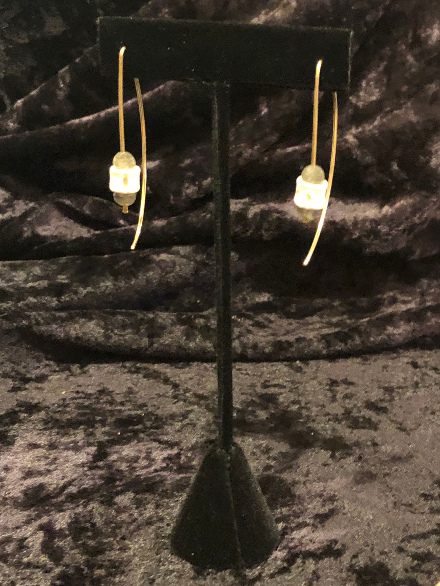 Fish Vertebrae Earrings w/Labradorite