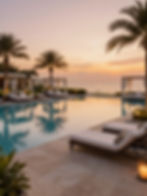 Rooftop pool at sunset