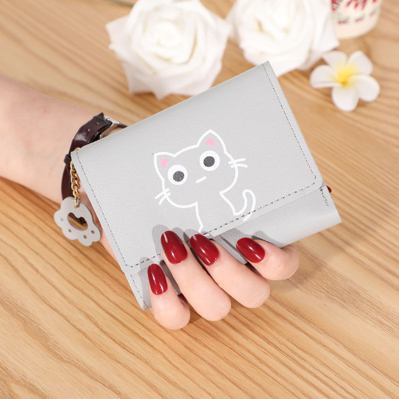 Thumbnail: Women's Cute Cat Small PU Leather Wallet & Card Holder