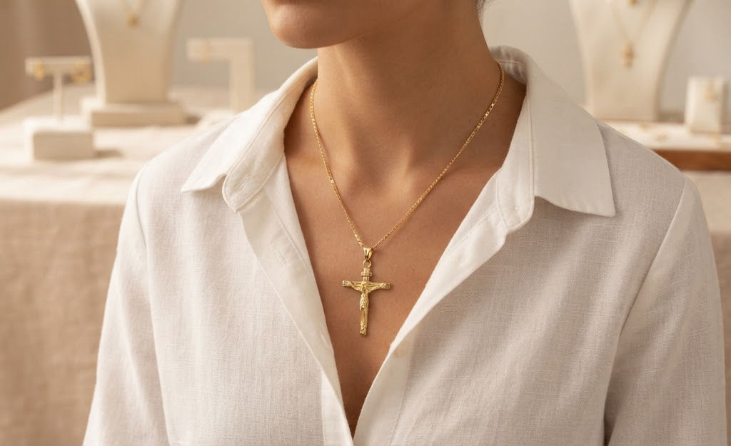 Elovia Classic Crucifix Pendant Necklace