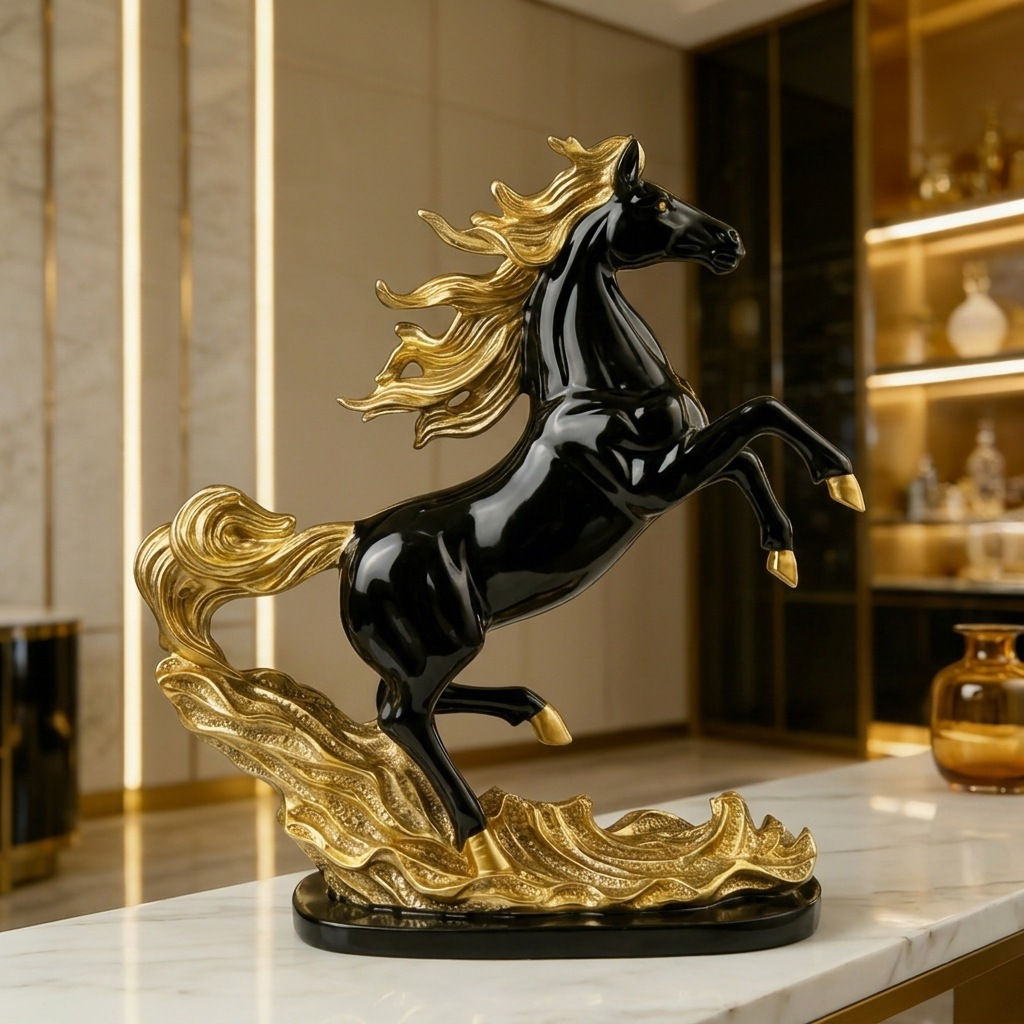 Wholesale Black Gold Horse Statue for Home & Retail