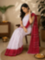 Woman in White Chunari Bandhani Cotton Malmal Saree