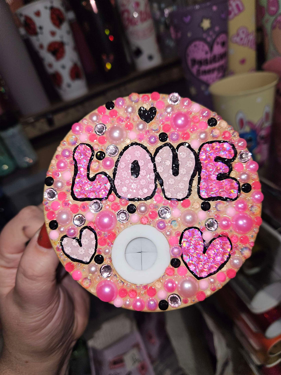 Thumbnail: Rhinestone lid - read description before buying.