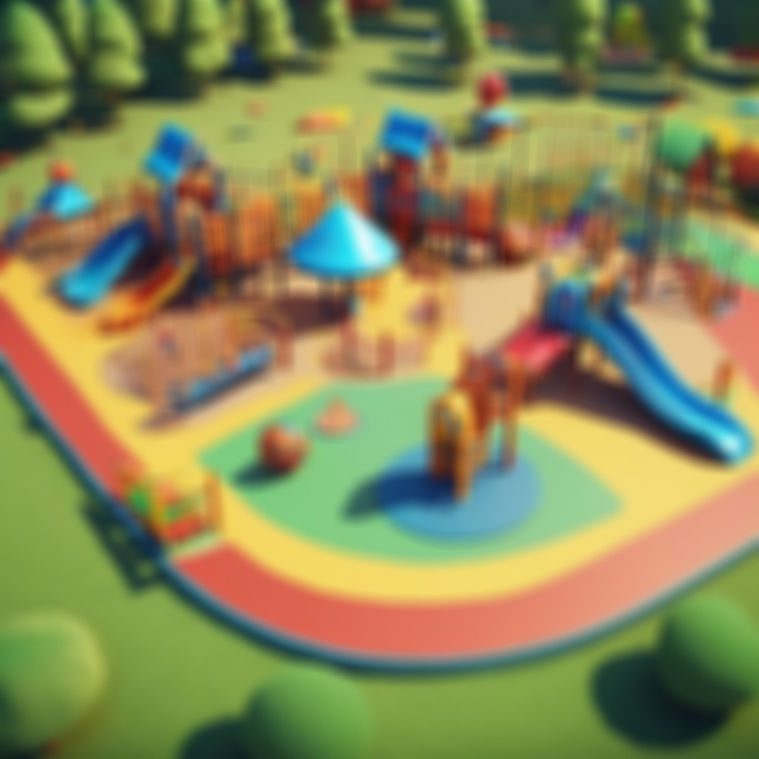 colorful children's playground filled with playground equipment surrounded by a park_edite