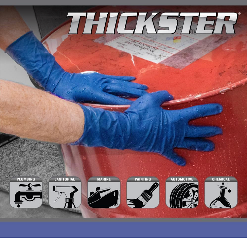 Thumbnail: Thickster Powdered Latex Disposable Gloves. Blue Color, 14 mil Thickness