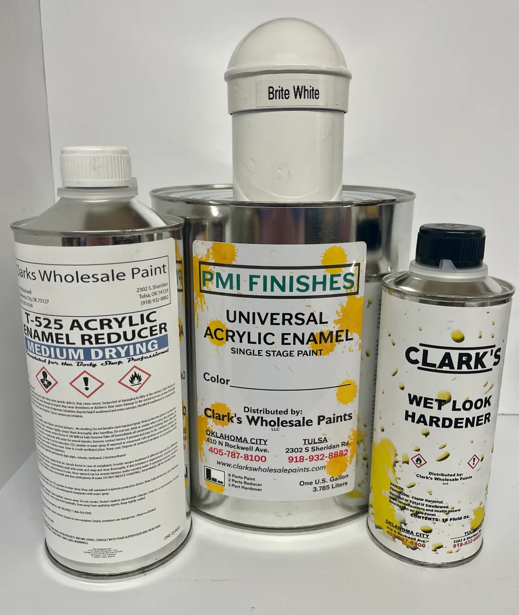 Brite White Acrylic Enamel Paint Gallon Kit ClarksWholesalePaint