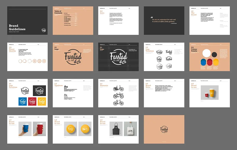 branding guideline document comprised of instruction and guidelines