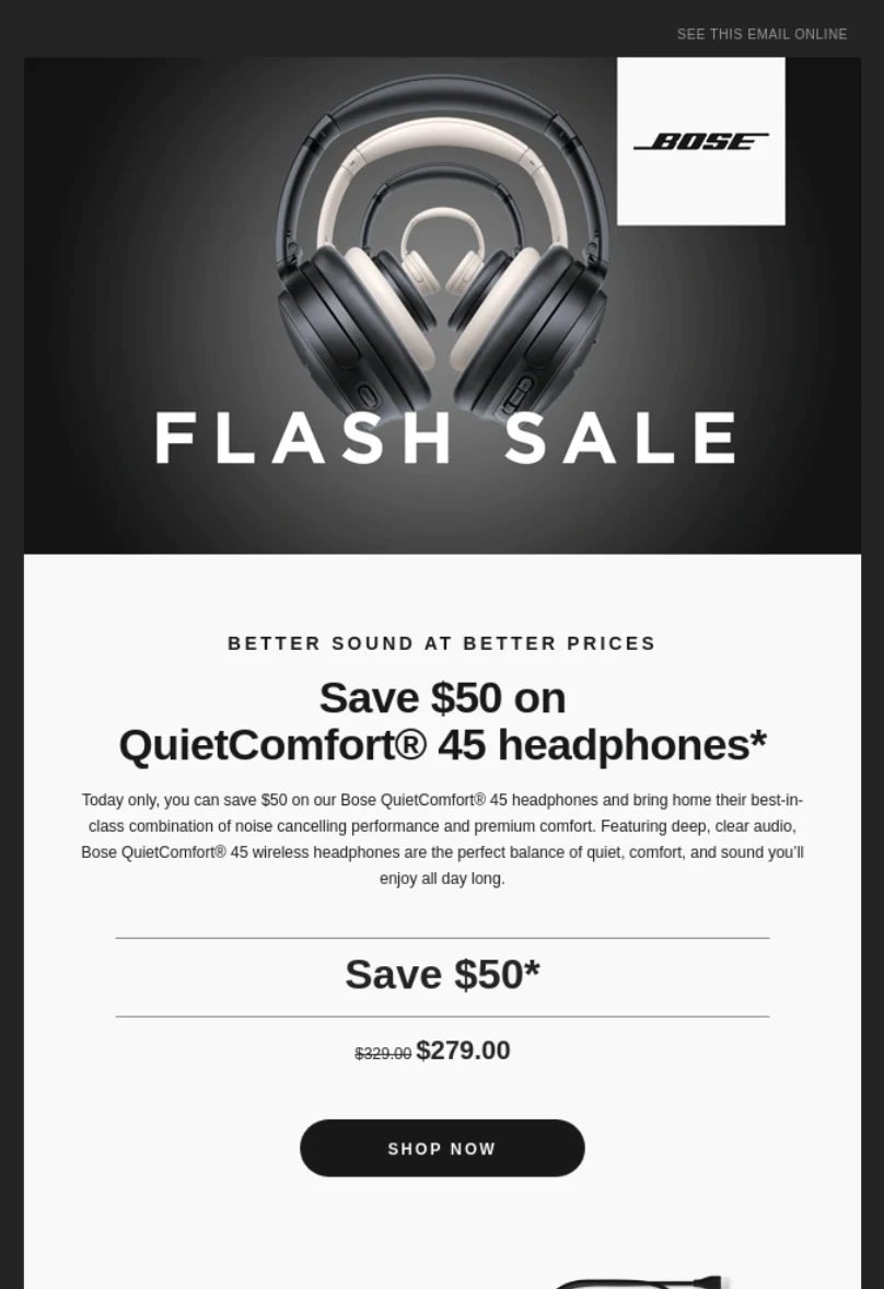 flash sale on BOSE headphones