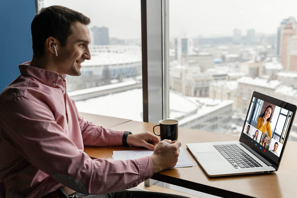 Employee on zoom call regarding his onboarding