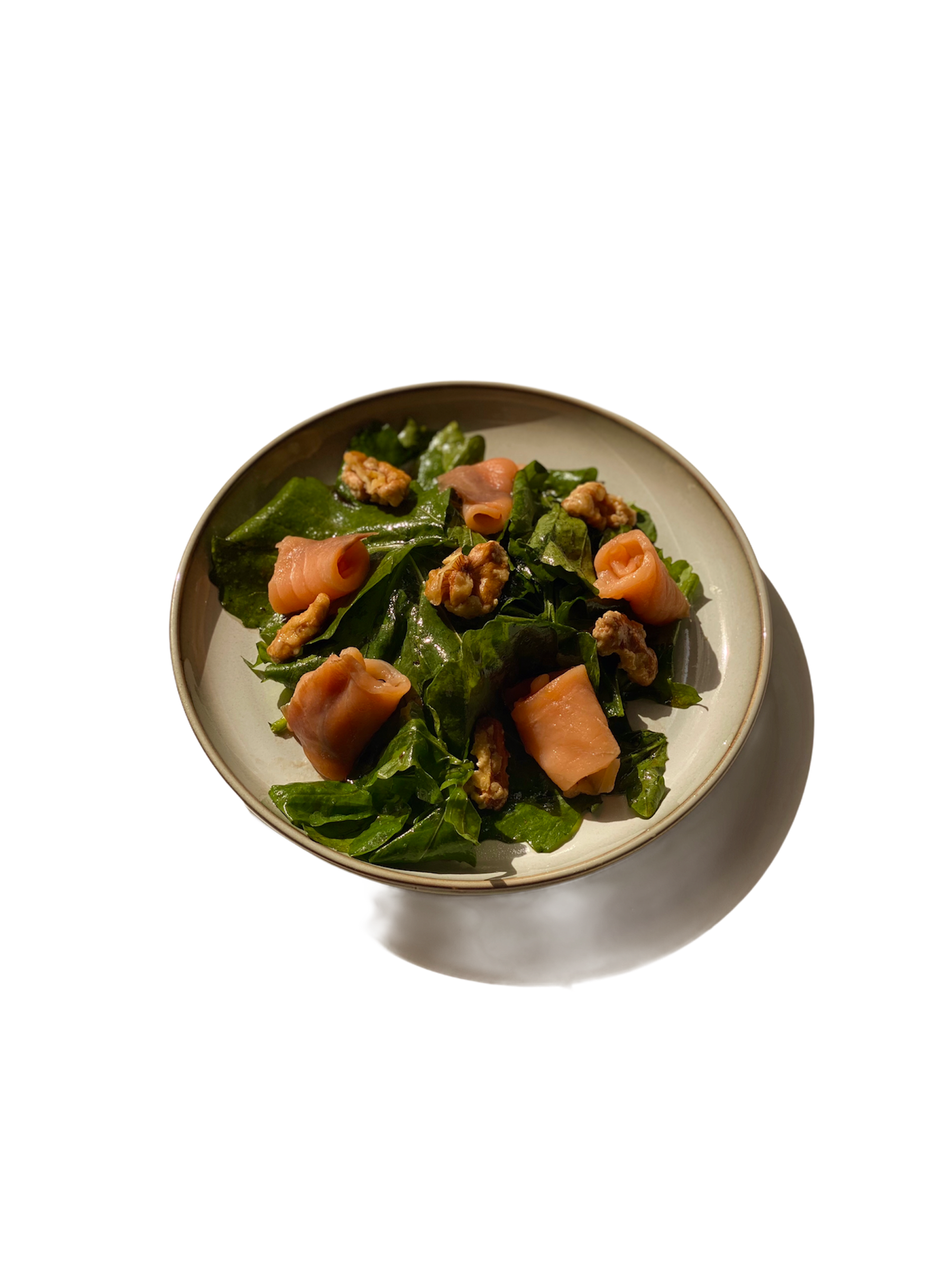 Smoked salmon arugula salad