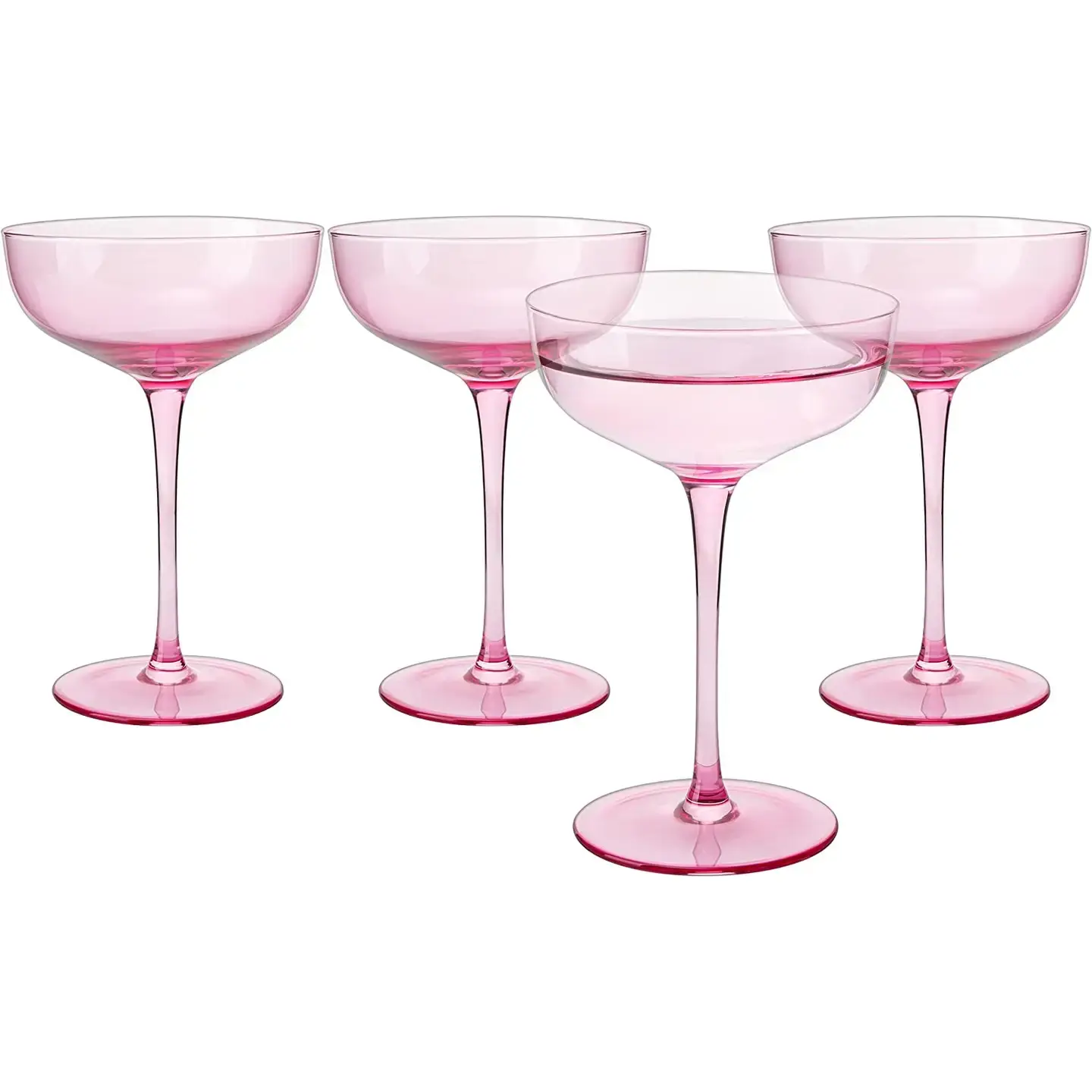 Colored Coupe Glass | 7oz | Set of 4 | Rose Color
